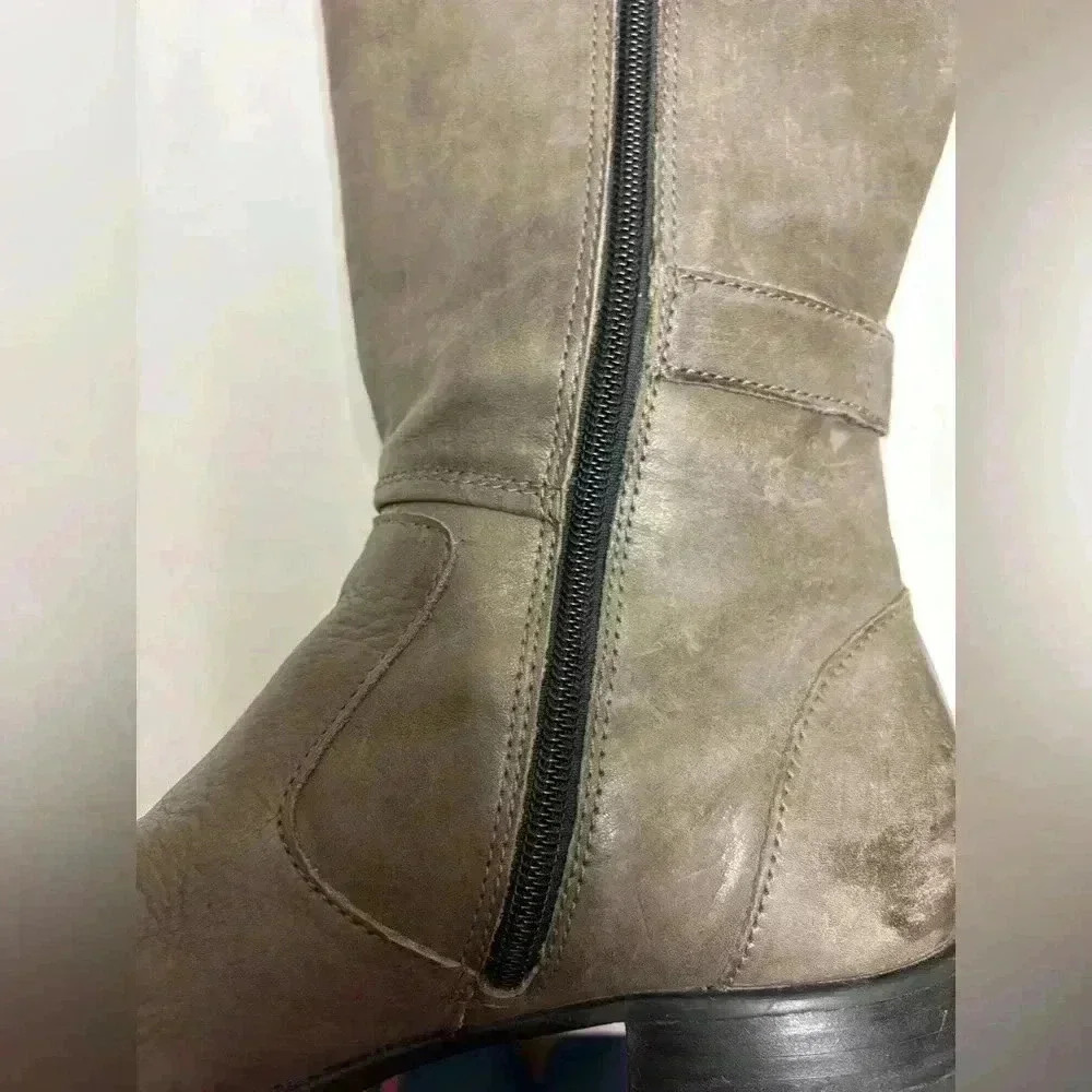 Born Women’s Attila Grey Burnish Tall Soft Leather Boots Size 8 - Picture 9 of 15